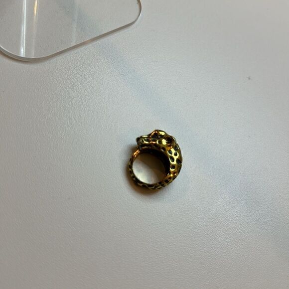 Snow  Leopard Ring Gold Plated With Gray Paint Spots - Picture 5 of 9